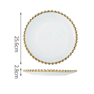 Nordic Gold Bead Ceramic Dinner Plates Rieworkes