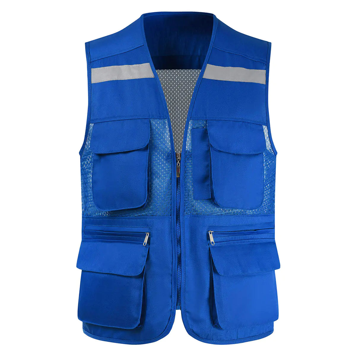 Men's Reflective Safety Vest with Multi-Pocket Mesh Design Mimarta