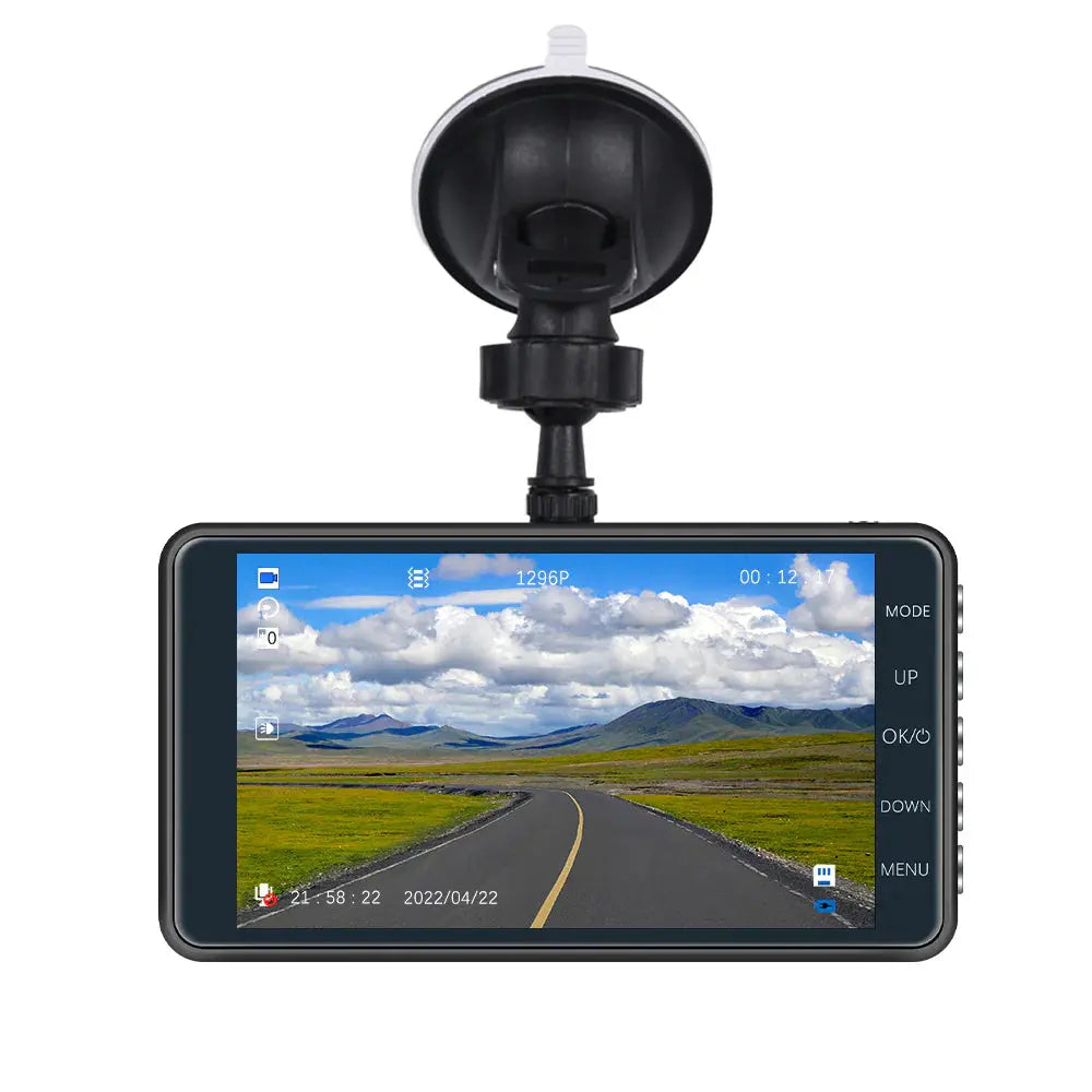 Touch Screen Dash Cam 4" 1080P Dual Lens Car DVR Recorder Front And Rear Camera Rieworkes