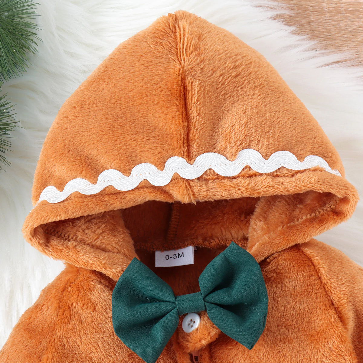 Baby Christmas Gingerbread Romper with Hat Rieworkes