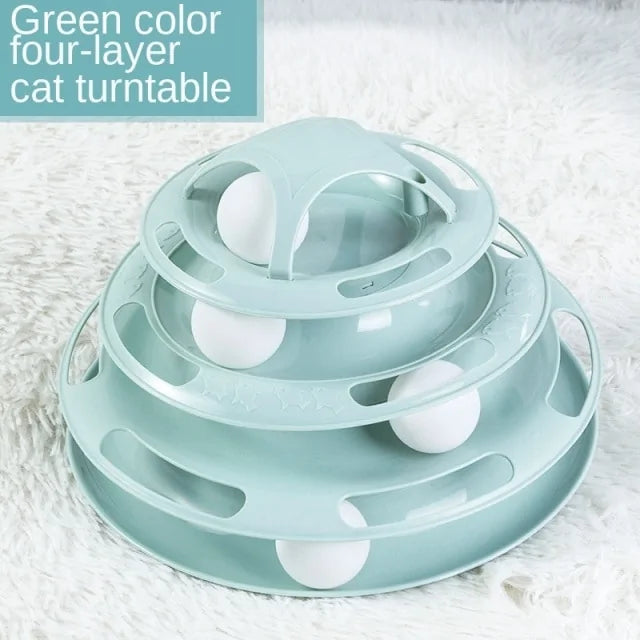 Turntable Balls 4 Layers Play Track Plate Cats Toys Rieworkes