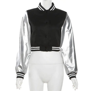 Metallic Cropped Varsity Jacket Rieworkes