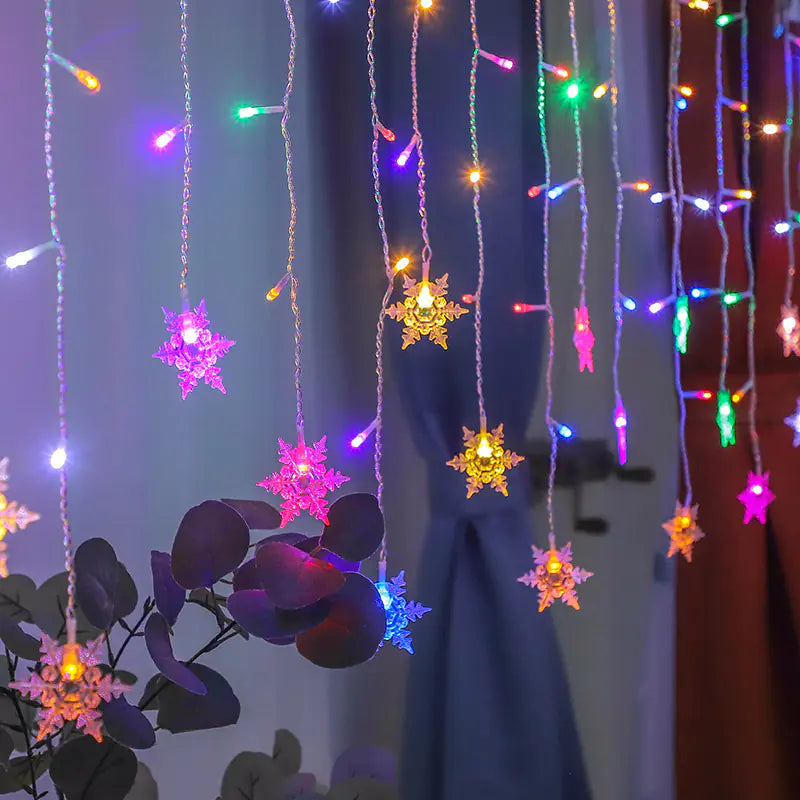 LED Snowflake Curtain Lights for Christmas &amp; Parties Mimarta