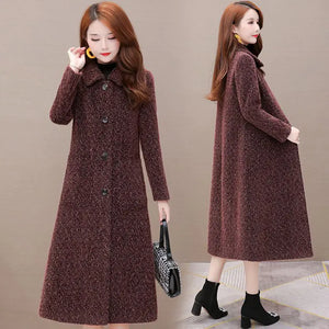 Mid-Length Padded Imitation Mink Fleece Coat for Women Mimarta