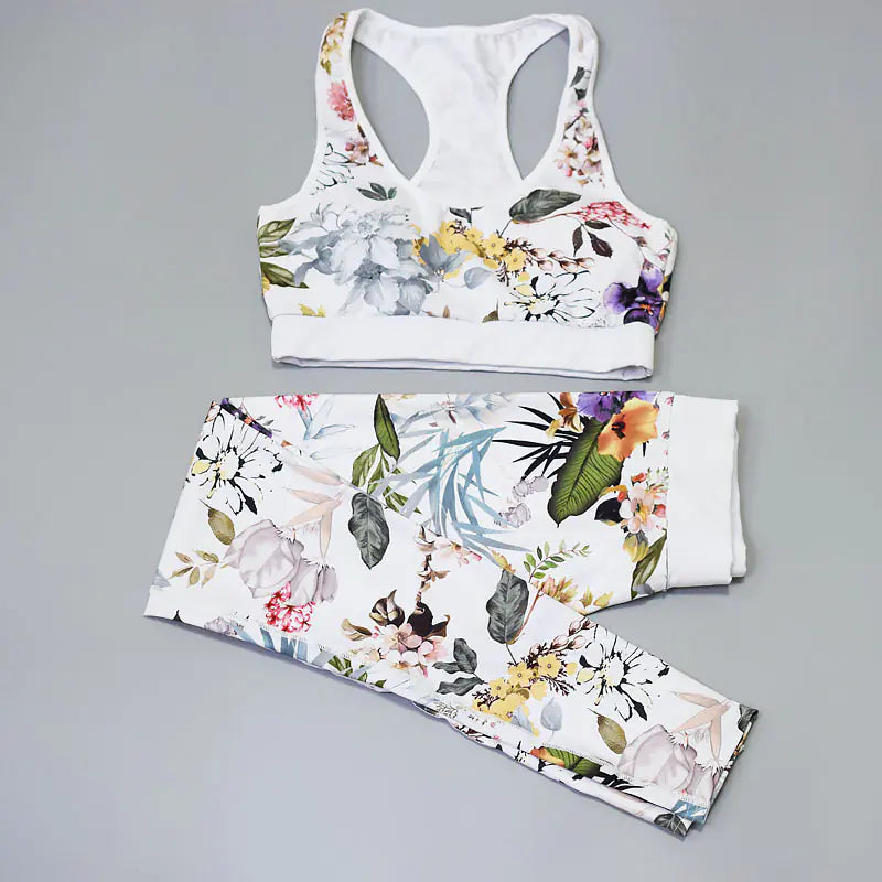 Women's Floral Print Yoga Set - Bra &amp; Leggings Outfit Mimarta