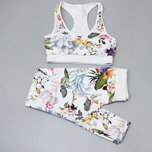 Women's Floral Print Yoga Set - Bra & Leggings Outfit Mimarta