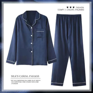 Women's Spring And Autumn Thin Long Sleeve Silk Homewear Two-piece Set Mimarta