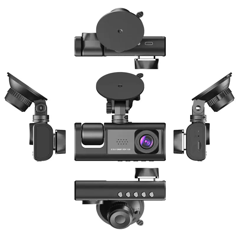 Car Dual Lens Dash Cam HD 1080P Front/Rear/Inside Video Recorder Camera G-Sensor Rieworkes