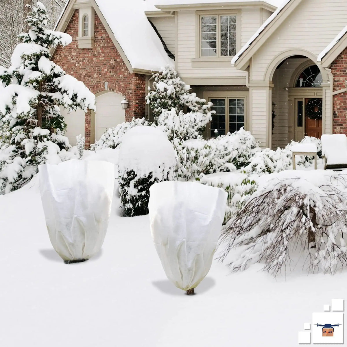 Pack of 2 White Winter Plant Covers 31.6x47 inch Freeze Protection Plant Winter Mimarta