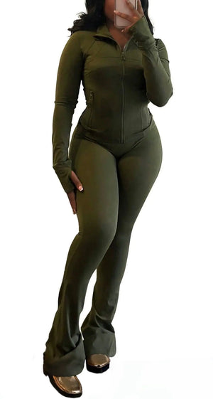 cu4eve Womens Two Piece Outfits Fall Workout Zip Up Sweatshirt And Jogger Flare Yoga Pants Gym Sweat Suits 2 Piece Set Rieworkes