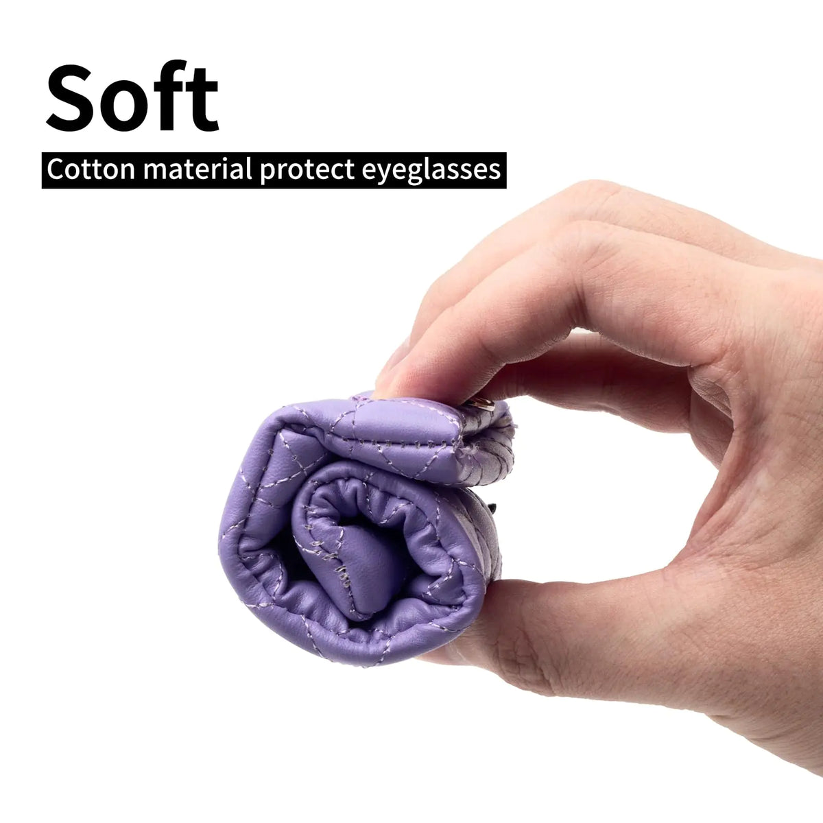 Face Shadow Double Glasses Case Soft Eyeglass Case For Women Men Squeeze Top Sunglasses Case With Cleaning Cloth Pu Purple Rieworkes