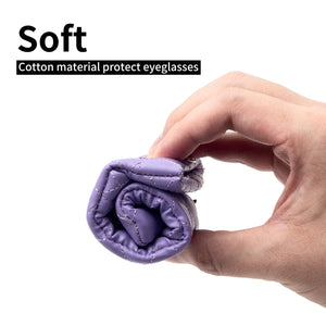 Face Shadow Double Glasses Case Soft Eyeglass Case For Women Men Squeeze Top Sunglasses Case With Cleaning Cloth Pu Purple Rieworkes