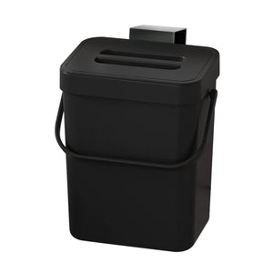 Trash Can with Lid for Kitchen Under Sink Sealed Compost Bin Food Kitchen Waste Bin on Countertop Hanging Garbage Can Mountable Small Trash Bin Small Recycling Bin for Kitchen Black Compost Bin Rieworkes