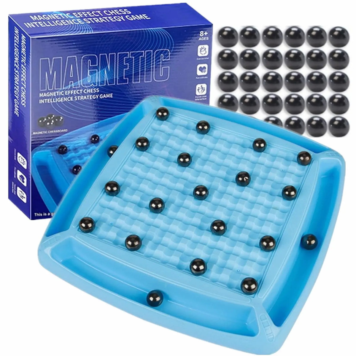 Magnetic Chess Game Portable Magnetic Chess Game with Stones - 30 Stones Fun Table Top Multiplayer Strategy Game. (30 Round Magnets) Mimarta