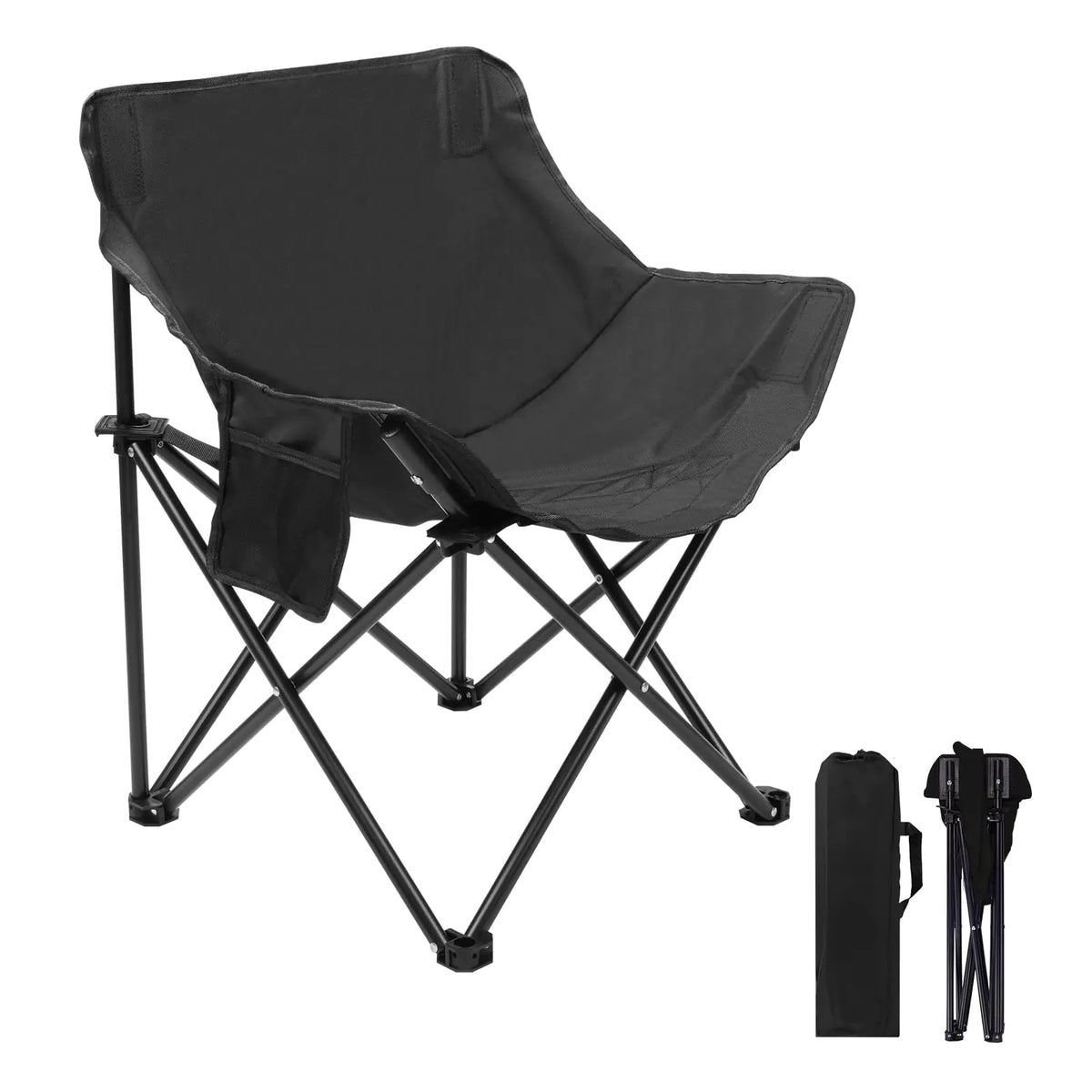 Portable Folding Chair for Sauna Fast Folding Chair with Carry Bag and Side Pocket Sauna Chairs for Adults Home Steam Sauna Chairs Carry Chair for Camping Tailgates Beach and Sports(Black) Mimarta