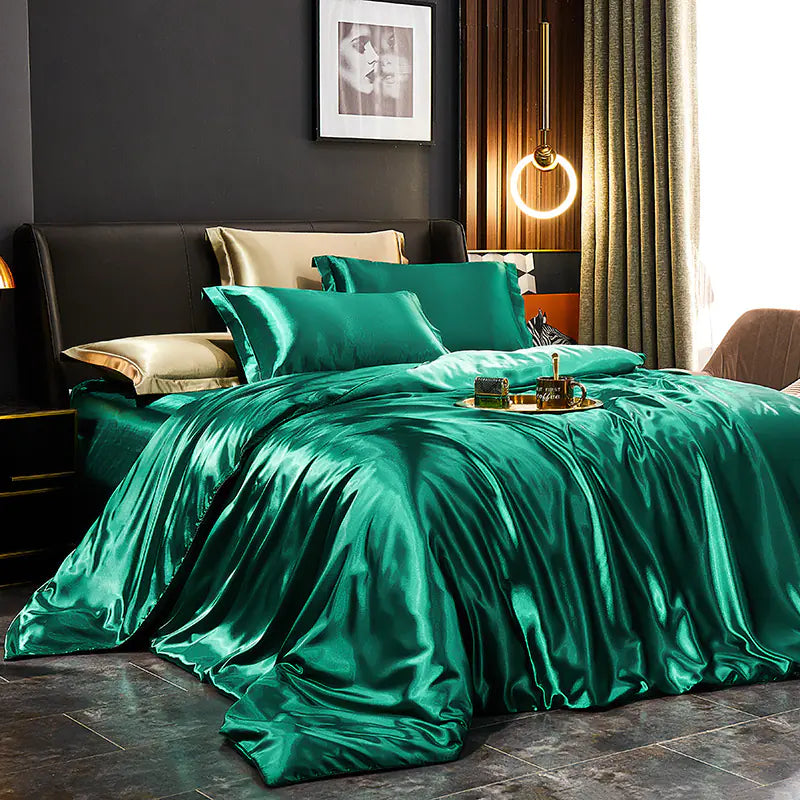Luxury Silk Bedding Set with Solid Color Duvet Cover Mimarta