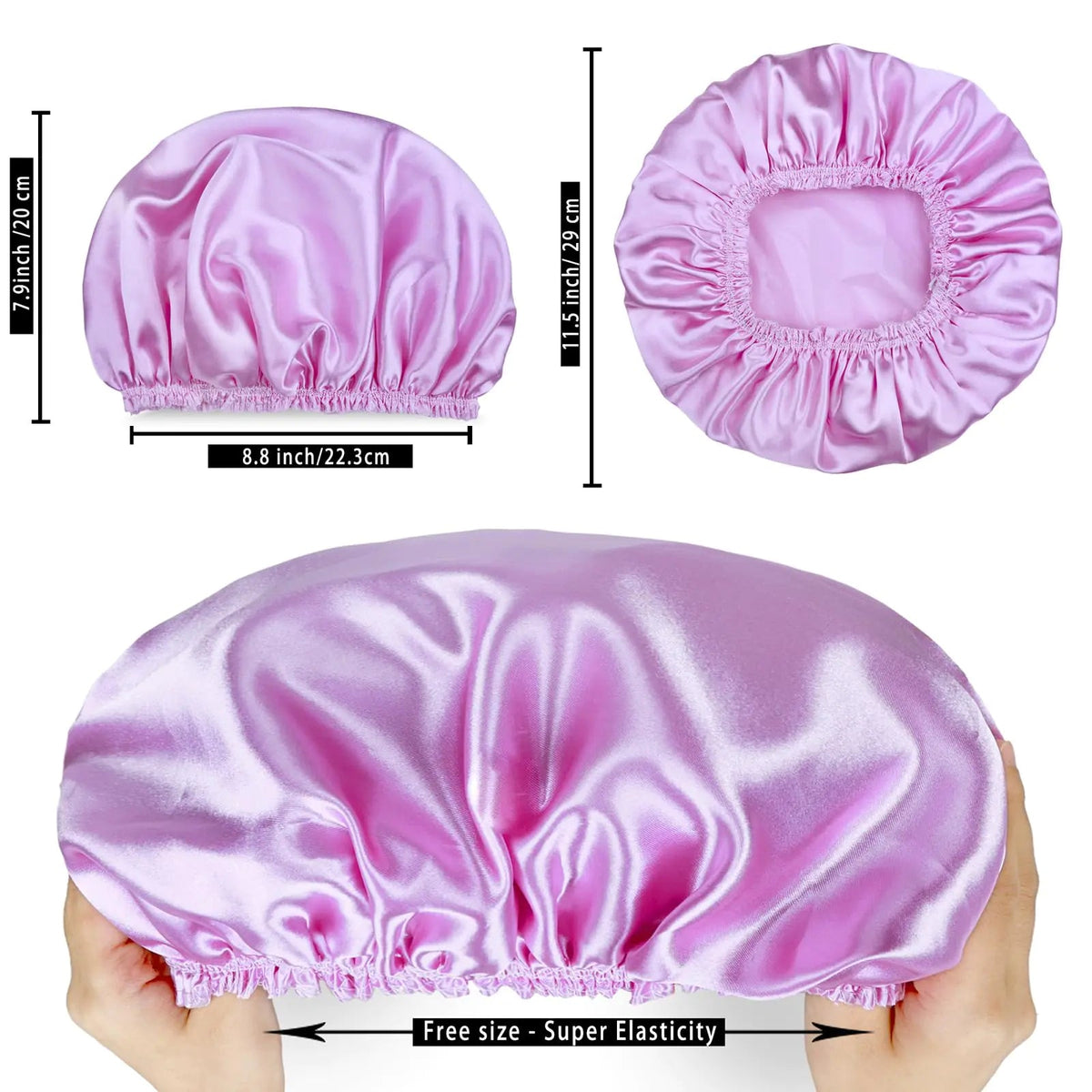 Shower Caps for Women, 4 PCS Elastic and Reusable Bath Caps, Double Waterproof Layers Shower Cap, Bathing Shower Caps, Environmental Protection Hair Bath Hat - Solid Color Solid Color 4 PCS/Set Rieworkes
