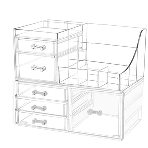 Cq acrylic 2 Pack Clear Makeup Storage OrganizerStackable 6 Drawers Make Up OrganizersCute Desk Organizer for Vanity JewelryHair ClipBeautySkincare Product Bathroom Counter Organizers and Storage Mimarta
