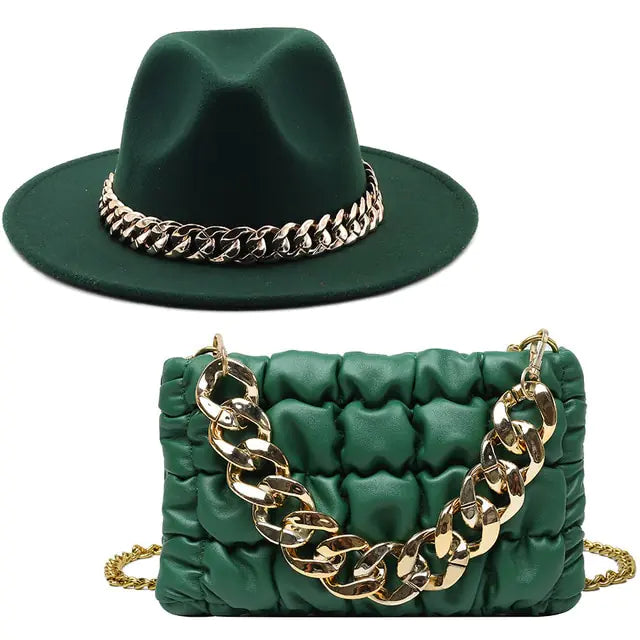 Fedora Hats Women Luxury Accessories Gold Chain Rieworkes