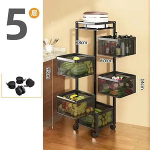 Stackable Metal Rotating Basket Rack with Wheels Mimarta