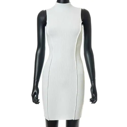 Ribbed Sleeveless Bodycon Summer Dresses For Women Rieworkes