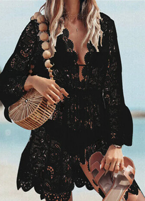 Lace Bathing Suit Cover Up Boho Beach Women Maxi Bikini Sundress Dress Summer US Rieworkes