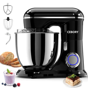 CEBORY 3-IN-1 Electric Stand Mixer 6.5QT Bowl 10-Speed Kitchen Mixer Household Food Mixers include Dough Hook Beater and Whisk Bread Cake Mixer for Baking and Most Home Cooks Black Mimarta