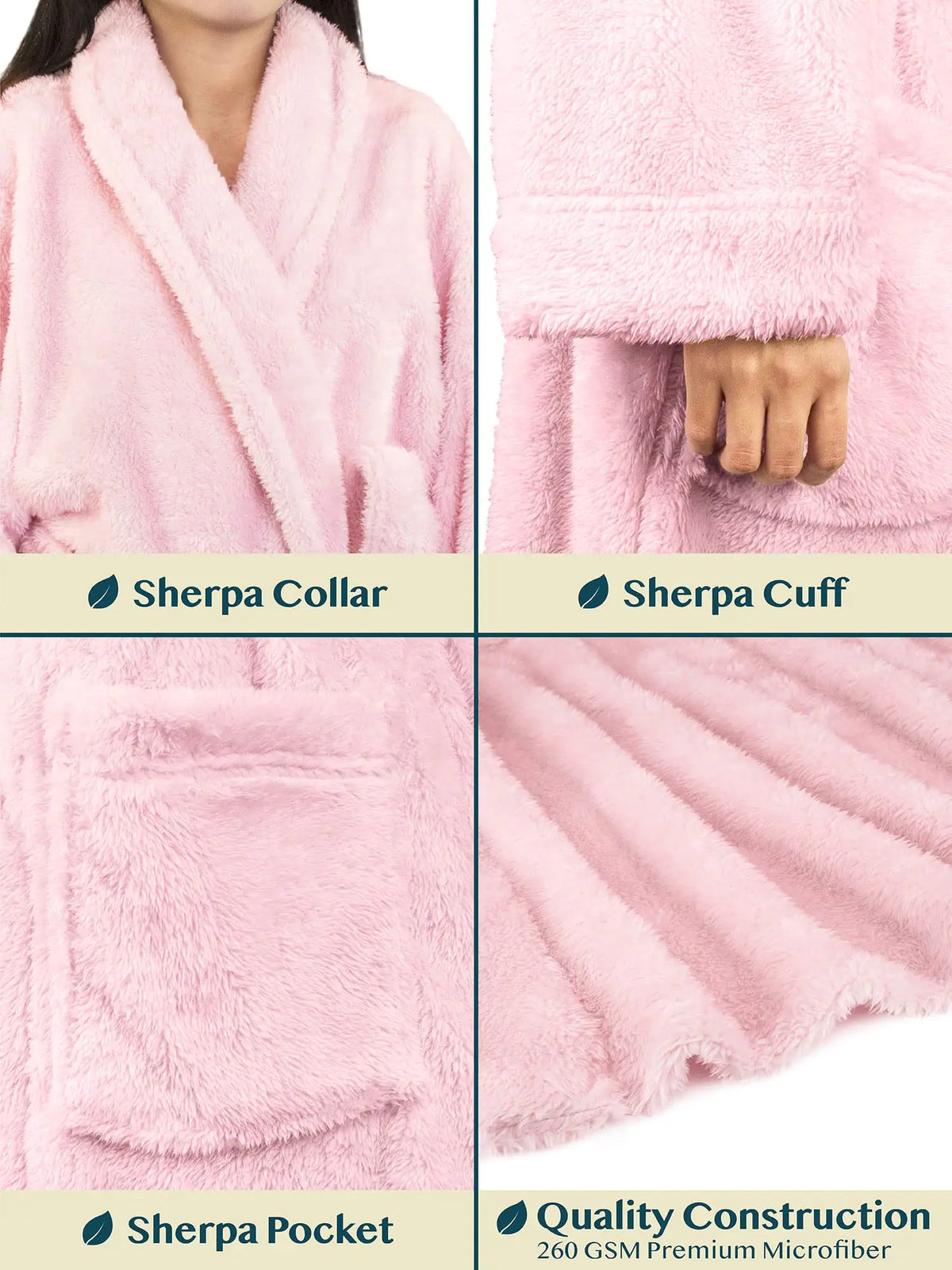 PAVILIA Premium Womens Plush Soft Robe Fluffy, Warm, Fleece Sherpa Shaggy Bathrobe 2X-3X Light Pink Rieworkes