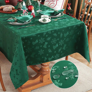Honellaty Christmas Rectangular Tablecloth Spillproof Wrinkle Resistant Jacquard Table Cloth with Christmas Holiday-Themed Patterns for Dining Room & Holiday Decoration (Green60" x 84" (6-8 Seats)) Rieworkes