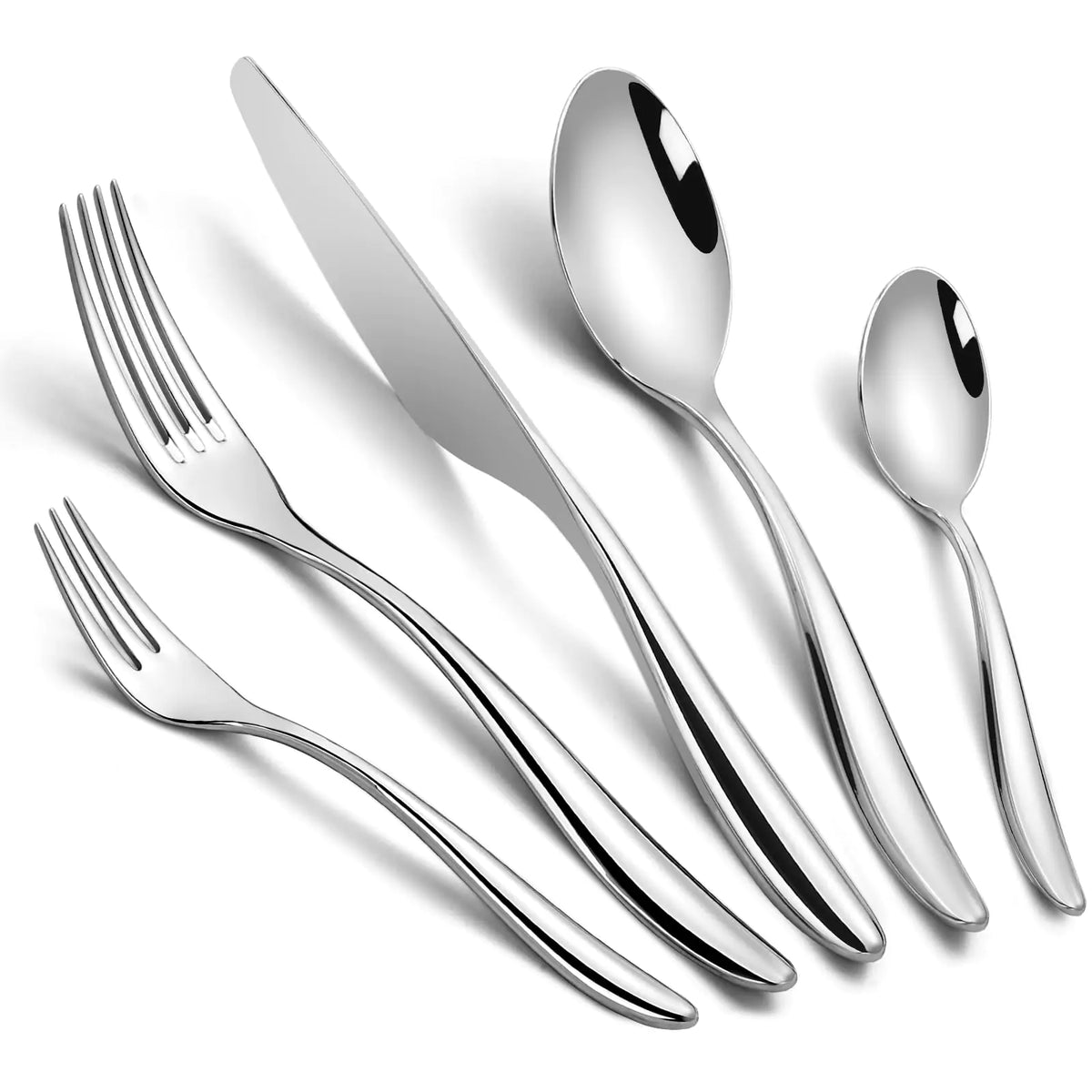 20-piece Forged Silverware Set for 4 Prendcyx 18-10 Heavy Duty Exquisite Flatware Set Cutlery Set Exquisite Fork Spoon Knife Set for Wedding Banquet Hotel Use Dishwasher Safe Rieworkes