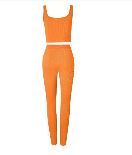 Gym Crop Tank Top Leggings Set Rieworkes