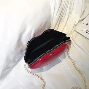 Mini Bags for Women 2023 New Fashion All-match Women's Shoulder Bag PU Solid Color Zipper Crossbody Patent Leather Lip Chain Bag Rieworkes