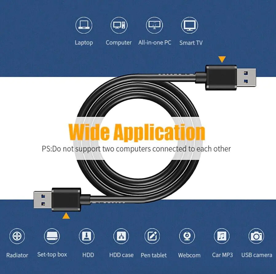 USB 3.0 A Male to A Male Cable Data Transfer Super Speed Power Charger Metal 6FT Rieworkes