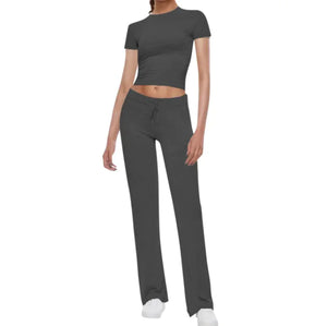 Solid Color T-shirt Casual Pants Suit Rieworkes