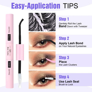 Pawotence Lash Extension Kit DIY 280pcs Individual Lash Clusters Kit 9-16mm 40D Cluster Eyelash Extension Kit with Lash Bond and Seal, Lash Remover, Lash Tweezers for Self Use (40D, 9-16mm, All Kit) 40D KIT all prestige Rieworkes