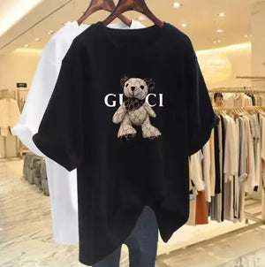 Korean Style Bear Print Casual T-Shirt for Women Rieworkes