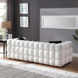 84.3 Length ,35.83 Deepth ,human Body Structure For USA People, Marshmallow Sofa,boucle Sofa ,White Color,3 Seater Rieworkes