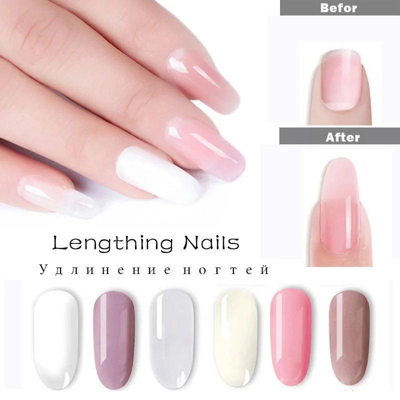 French Nail Art Poly Gel Kit with UV Brush and Nail Tips Rieworkes