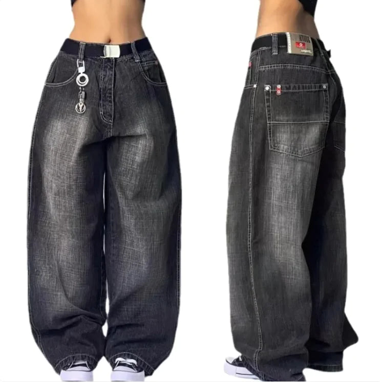 Vintage High-Waist Distressed Wide-Leg Jeans Rieworkes