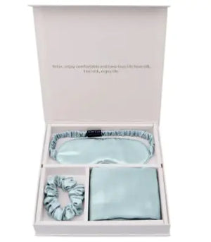 Luxury Silk Sleep Gift Set: Eye Mask, Pillowcase & Scrunchie in Gift Box Mimarta