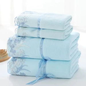 Luxury Lace Embroidery Microfiber Towel Set (1+1 PCS) Mimarta
