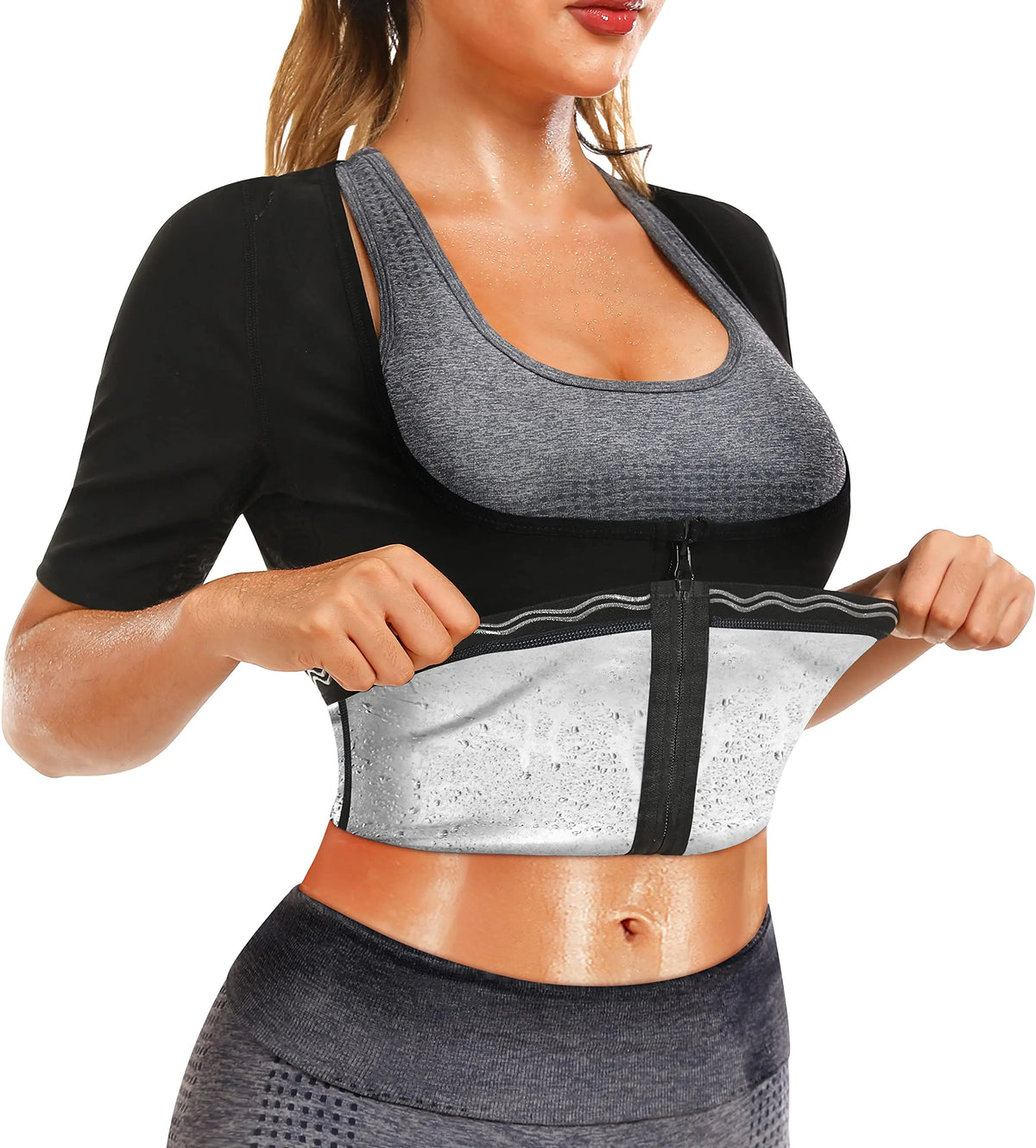 DYUAI Sauna Shirt for Women Sauna Suit for Women Waist Trainer Sauna Sweat Vest Workout Body Shaper Zipper(6005-07-XL) Mimarta