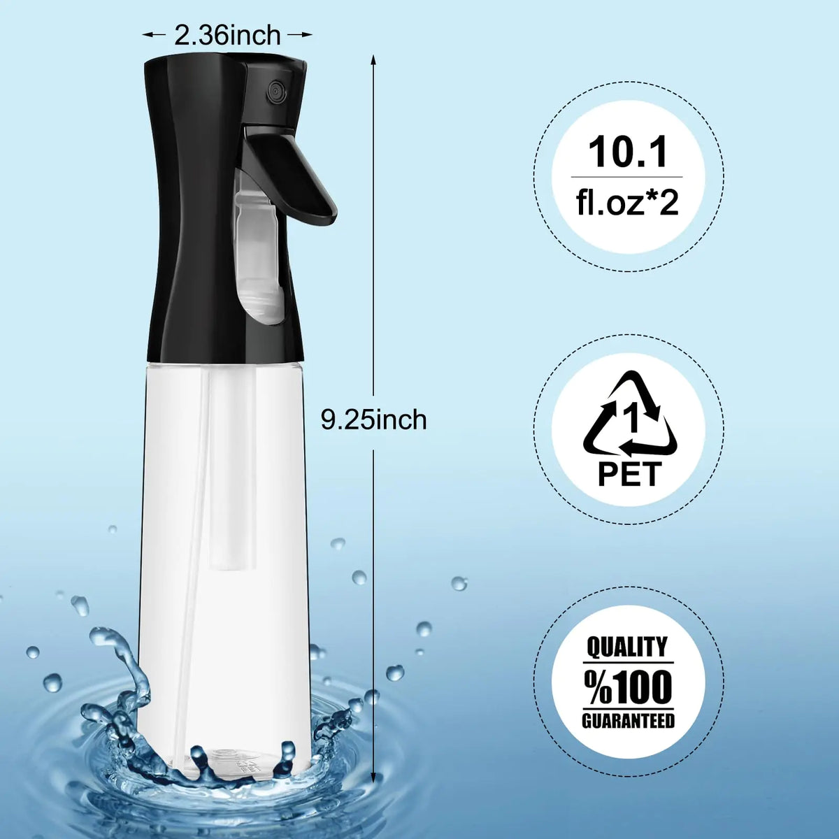 Continuous Spray Bottle for Hair (10.1oz/300ml) 2 Pack Home Essentials Spray Bottles For Cleaning Empty Ultra Fine Water Mister Sprayer For Hairstyling Garden Plants Curly Hair Perfume Etc Rieworkes