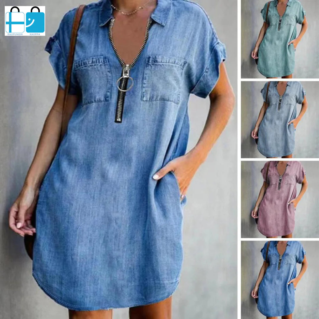 Denim Dress With Zip Closure Rieworkes