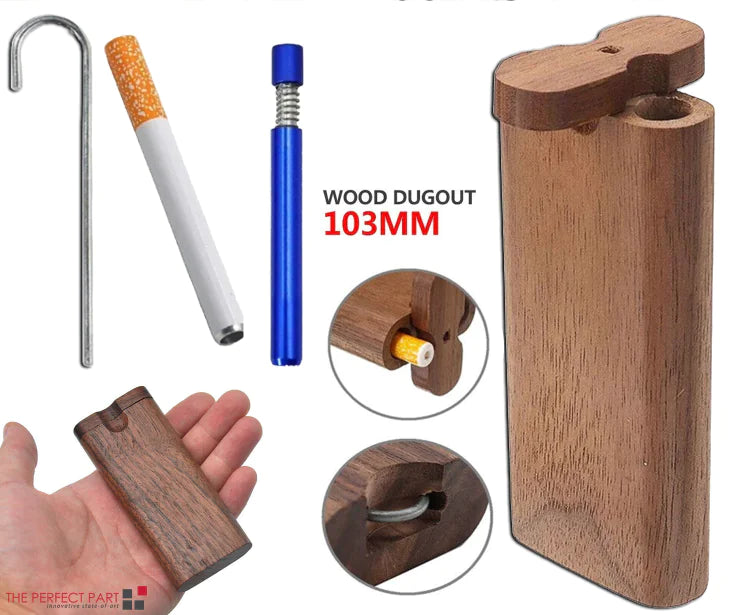 Wooden Dugout Pipe Self Cleaning Metal Bat Poker Smoking Pipe One Hitter Kit US Rieworkes