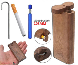 Wooden Dugout Pipe Self Cleaning Metal Bat Poker Smoking Pipe One Hitter Kit US Rieworkes