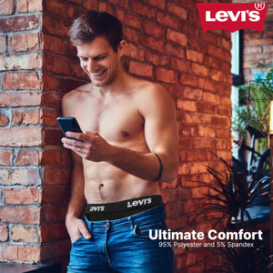 Levi's Mens Underwear Microfiber Boxer Brief for Men Ultra Soft 4 Pack Small Black, Orange, Charcoal. Orange Print Rieworkes