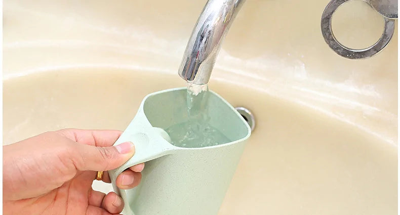 Wheat Square Mouth Oblique Toothbrush Cup Rieworkes