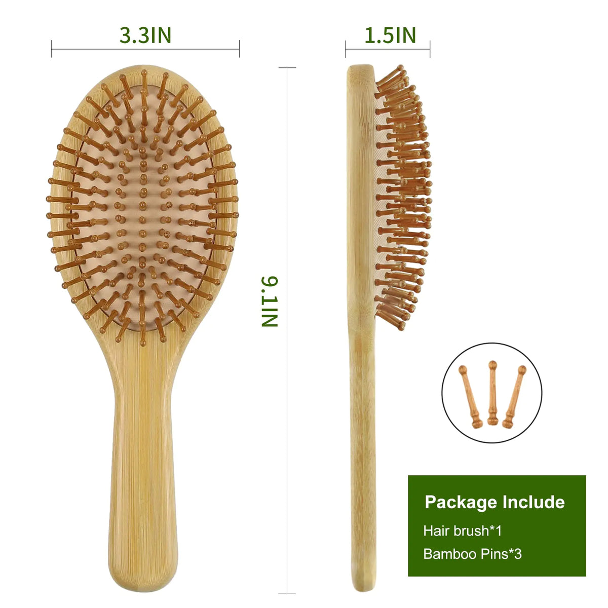 MRD Hair brush, Natural Bamboo Paddle Detangling Hairbrush, Massage Scalp Thick/Thin/Curly/Dry Hair For Women & Men Yellow Rieworkes