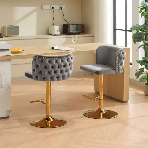 Furniture,Swivel Barstools Adjusatble Seat Height, Modern PU Upholstered Bar Stools With The Whole Back Tufted, For Home Pub And Kitchen Island Rieworkes